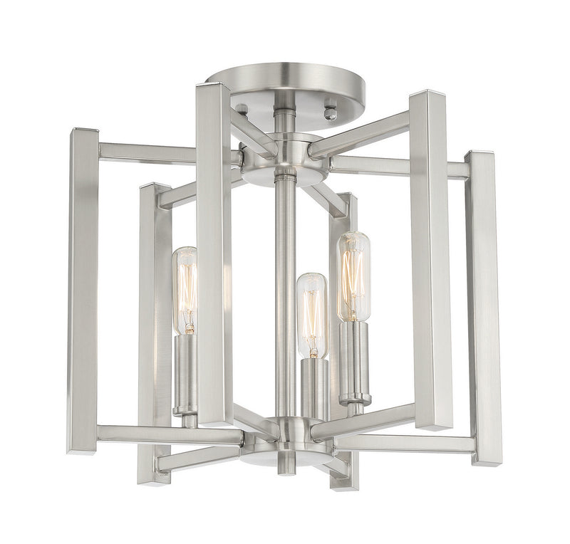 Savoy House 6-7702-3-SN Three Light Semi-Flush Mount, Satin Nickel (3)