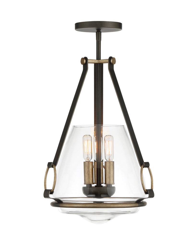 Minka-Lavery 3903-107 Eden Valley Three Light Pendant/Semi Flush Mount, Smoked Iron W/Aged Gold Alternate Image.jpg