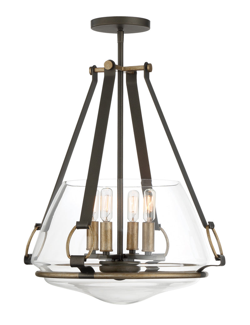 Minka-Lavery 3904-107 Eden Valley Four Light Pendant/Semi Flush Mount, Smoked Iron W/Aged Gold Alternate Image.jpg