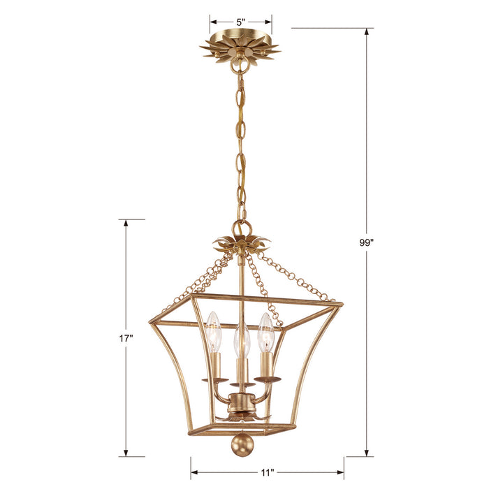 Crystorama 514-GA Broche Three Light Mini Chandelier Antique Gold Alternate Image 4.jpg