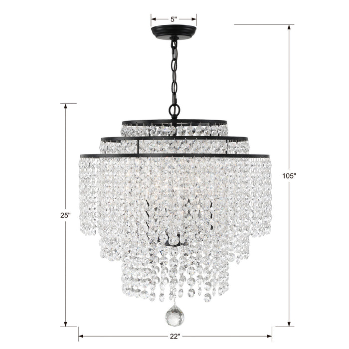 Crystorama GAB-B7305-MK Gabrielle Six Light Chandelier Matte Black Alternate Image 4.jpg