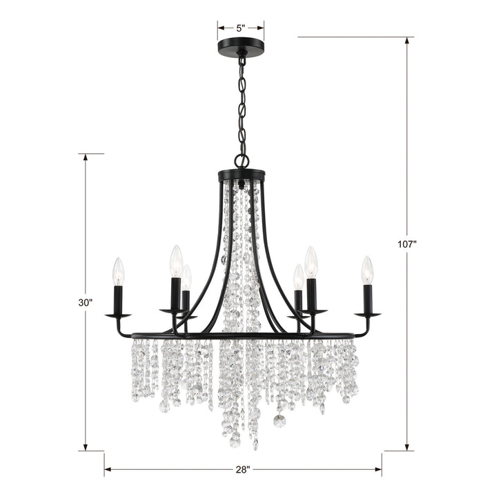 Crystorama GAB-B7306-MK Gabrielle Six Light Chandelier Matte Black Alternate Image 4.jpg