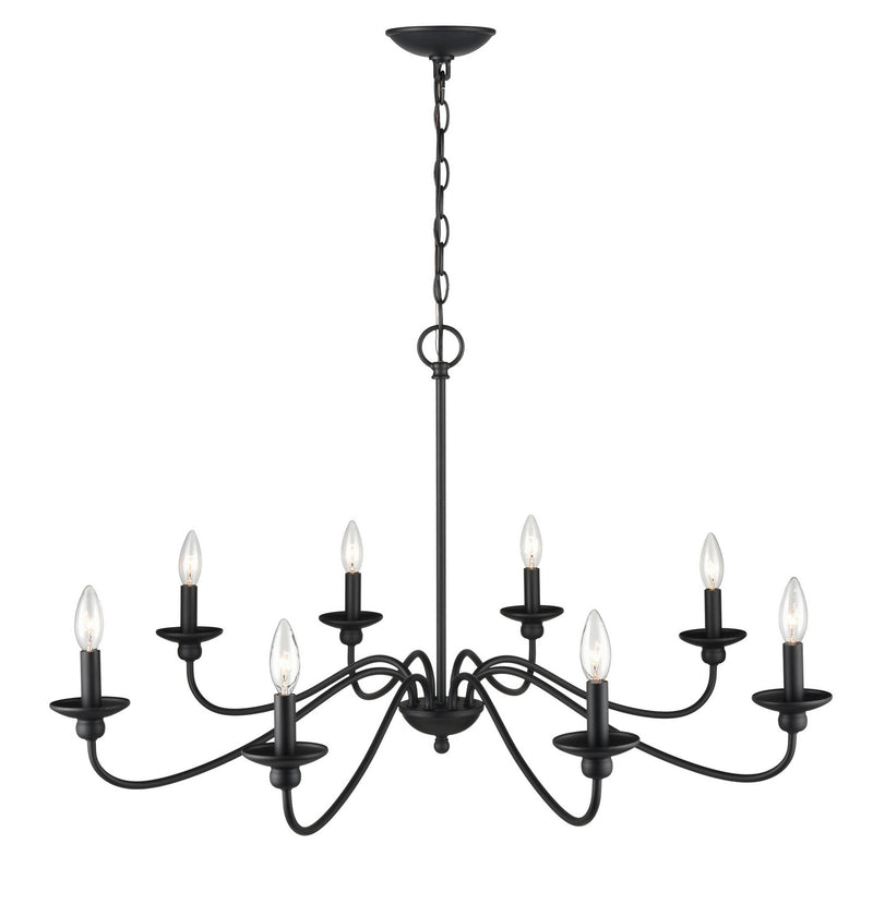 Millennium 4388-MB Delvona Eight Light Chandelier, Matte Black Alternate Image 2.jpg