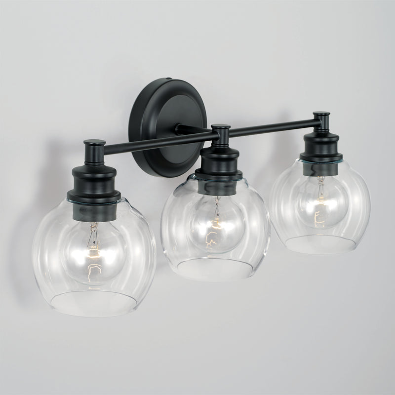 Capital Lighting 121131MB-426 Mid Century Three Light Vanity, Matte Black Alternate Image 2.jpg