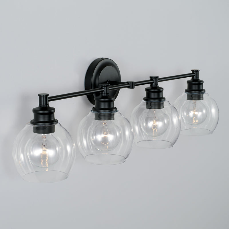 Capital Lighting 121141MB-426 Mid Century Four Light Vanity, Matte Black Alternate Image 2.jpg