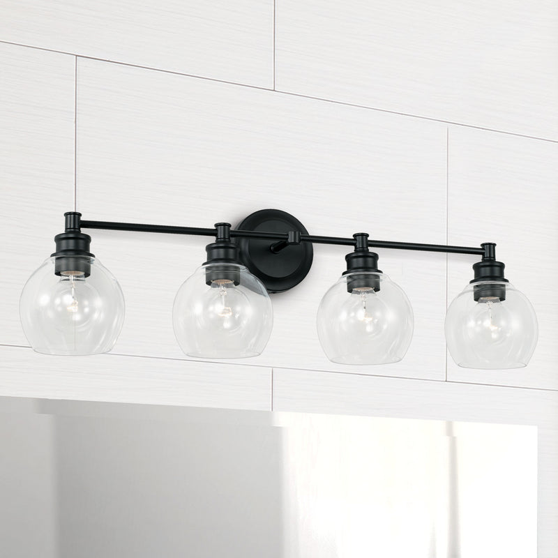 Capital Lighting 121141MB-426 Mid Century Four Light Vanity, Matte Black Alternate Image 3.jpg