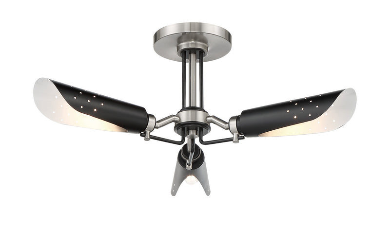George Kovacs P1693-691 Turbine Three Light Semi Flush Mount, Coal With Brushed Nickel Alternate Image.jpg