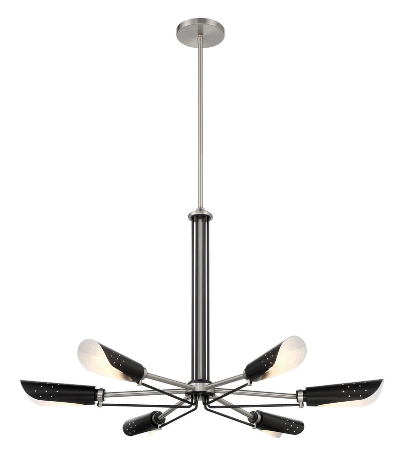 George Kovacs P1696-691 Turbine Six Light Chandelier, Coal With Brushed Nickel Alternate Image.jpg
