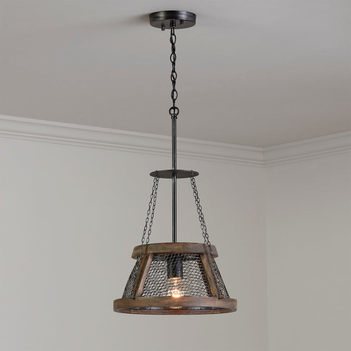 Capital Lighting 9D322A One Light Pendant, Zinc and Wood (4)