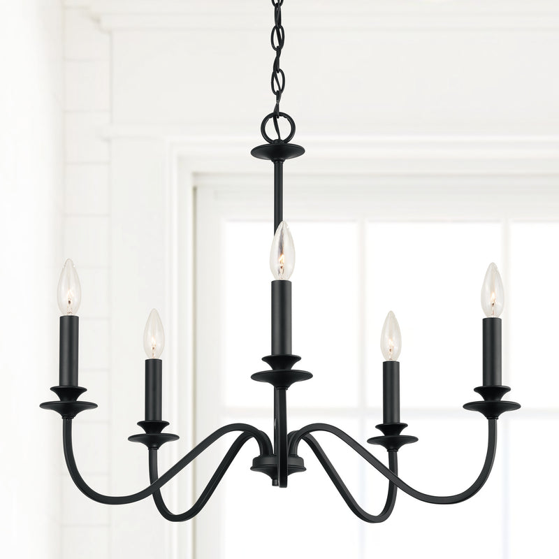 Capital Lighting 9F375A Five Light Chandelier, Matte Black (4)