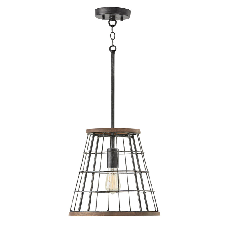 Capital Lighting AA1001ZW One Light Pendant, Zinc and Wood (2)