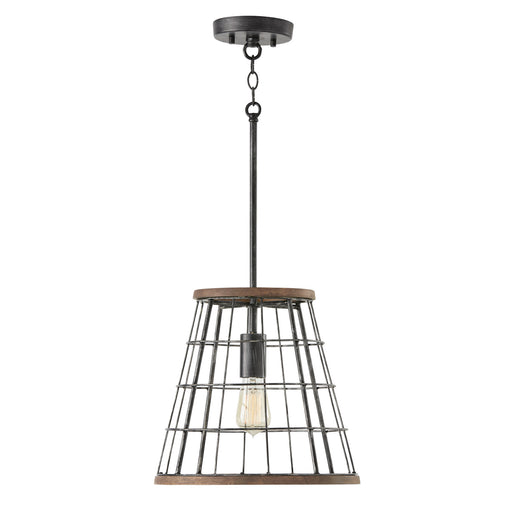 Capital Lighting AA1001ZW One Light Pendant, Zinc and Wood (2)
