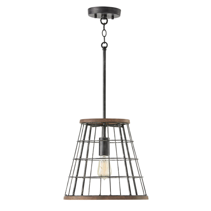 Capital Lighting AA1001ZW One Light Pendant, Zinc and Wood (2)