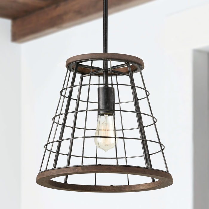 Capital Lighting AA1001ZW One Light Pendant, Zinc and Wood (3)