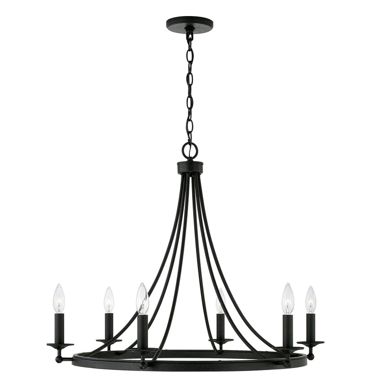 Capital Lighting AA1005BI Six Light Chandelier, Black Iron (2)