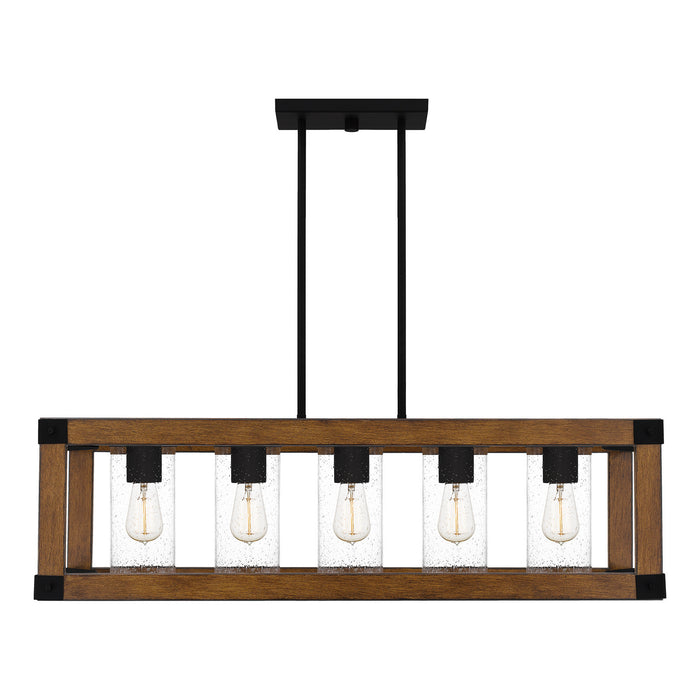 Quoizel RYN536MBK Rylan Five Light Linear Chandelier, Matte Black Alternate Image 2.jpg