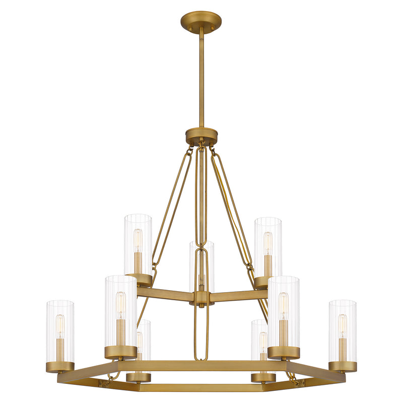 Quoizel VLS5036AB Valens Nine Light Chandelier, Aged Brass Alternate Image 2.jpg