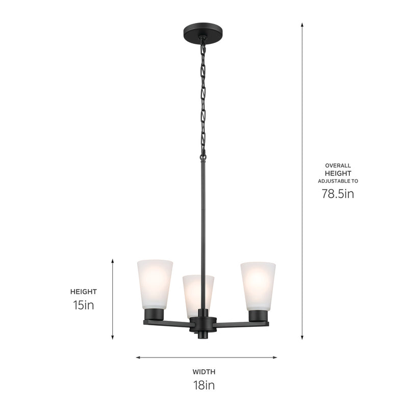 Kichler 52435BK Three Light Chandelier, Black (6)