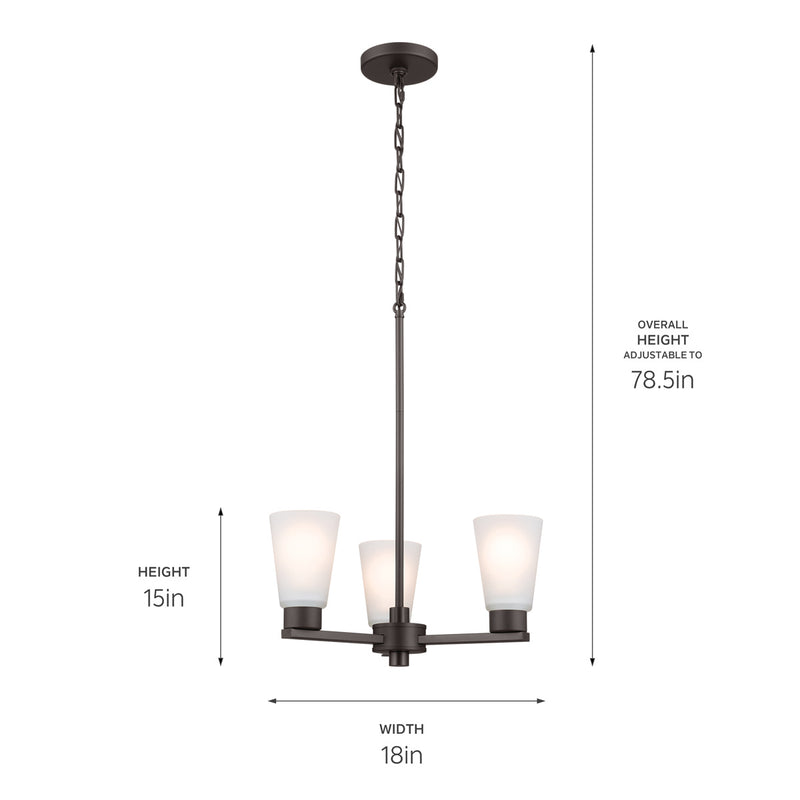 Kichler 52435OZ Three Light Chandelier, Olde Bronze (6)