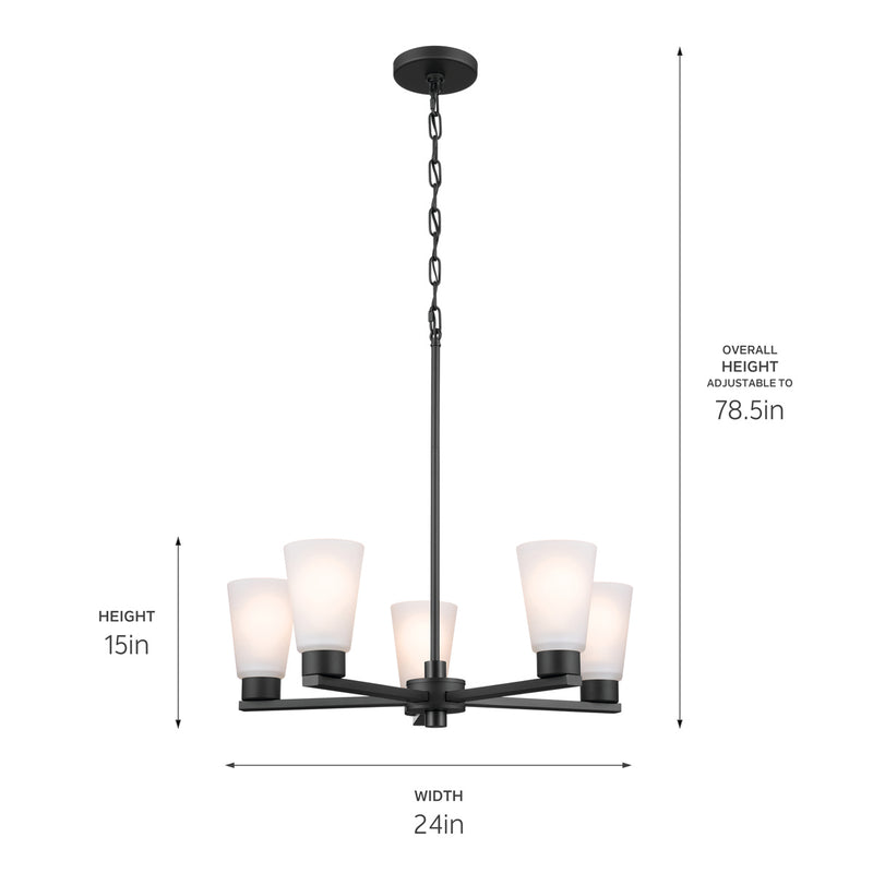 Kichler 52436BK Five Light Chandelier, Black (6)