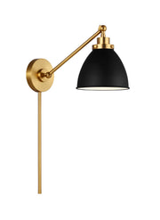 Visual Comfort Studio CW1131MBKBBS Wellfleet One Light Wall Sconce, Midnight Black and Burnished Brass Alternate Image 2.jpg