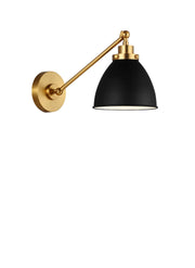 Visual Comfort Studio CW1131MBKBBS Wellfleet One Light Wall Sconce, Midnight Black and Burnished Brass Alternate Image 3.jpg
