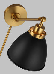 Visual Comfort Studio CW1131MBKBBS Wellfleet One Light Wall Sconce, Midnight Black and Burnished Brass Alternate Image 4.jpg