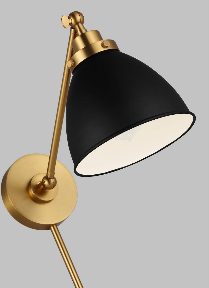 Visual Comfort Studio CW1131MBKBBS Wellfleet One Light Wall Sconce, Midnight Black and Burnished Brass Alternate Image.jpg