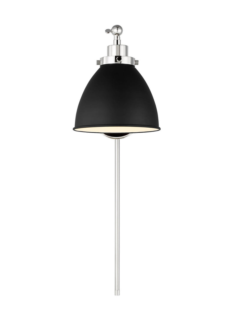 Visual Comfort Studio CW1131MBKPN Wellfleet One Light Wall Sconce, Midnight Black and Polished Nickel Alternate Image.jpg