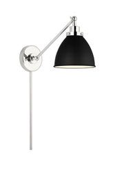 Visual Comfort Studio CW1131MBKPN Wellfleet One Light Wall Sconce, Midnight Black and Polished Nickel Alternate Image 2.jpg