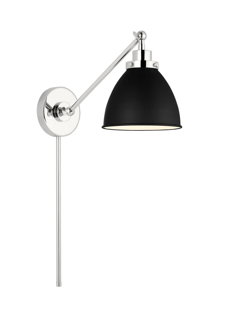 Visual Comfort Studio CW1131MBKPN Wellfleet One Light Wall Sconce, Midnight Black and Polished Nickel Alternate Image 2.jpg