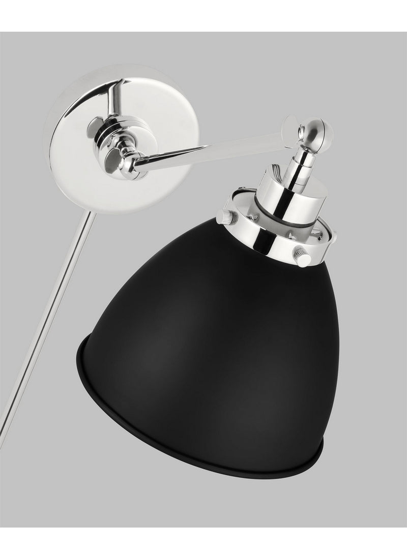 Visual Comfort Studio CW1131MBKPN Wellfleet One Light Wall Sconce, Midnight Black and Polished Nickel Alternate Image 4.jpg