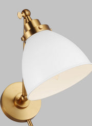 Visual Comfort Studio CW1131MWTBBS Wellfleet One Light Wall Sconce, Matte White and Burnished Brass Alternate Image.jpg