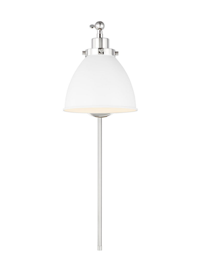 Visual Comfort Studio CW1131MWTPN Wellfleet One Light Wall Sconce, Matte White and Polished Nickel Alternate Image.jpg