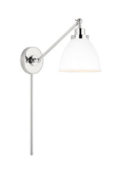 Visual Comfort Studio CW1131MWTPN Wellfleet One Light Wall Sconce, Matte White and Polished Nickel Alternate Image 2.jpg