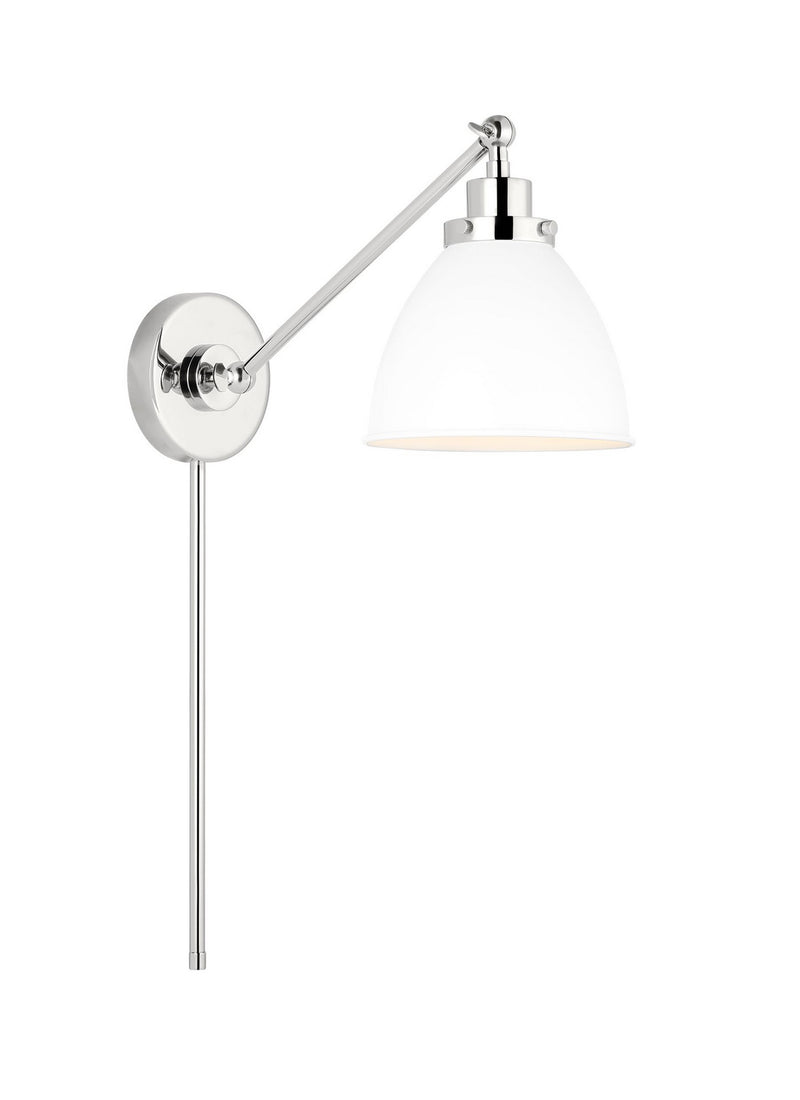 Visual Comfort Studio CW1131MWTPN Wellfleet One Light Wall Sconce, Matte White and Polished Nickel Alternate Image 2.jpg