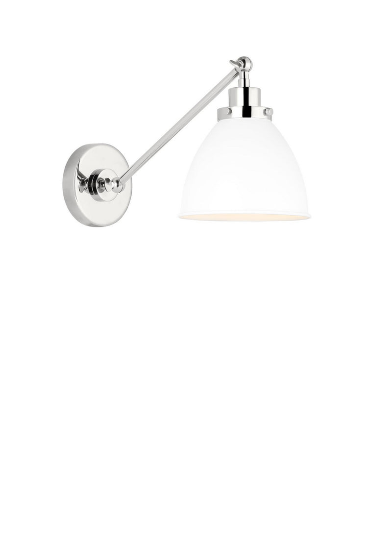 Visual Comfort Studio CW1131MWTPN Wellfleet One Light Wall Sconce, Matte White and Polished Nickel Alternate Image 3.jpg