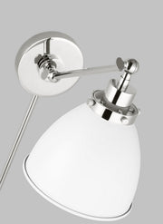 Visual Comfort Studio CW1131MWTPN Wellfleet One Light Wall Sconce, Matte White and Polished Nickel Alternate Image 4.jpg