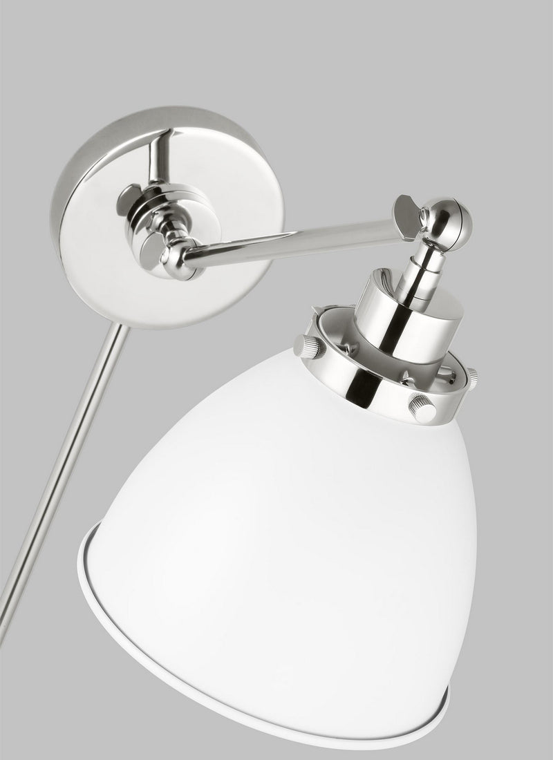 Visual Comfort Studio CW1131MWTPN Wellfleet One Light Wall Sconce, Matte White and Polished Nickel Alternate Image 4.jpg