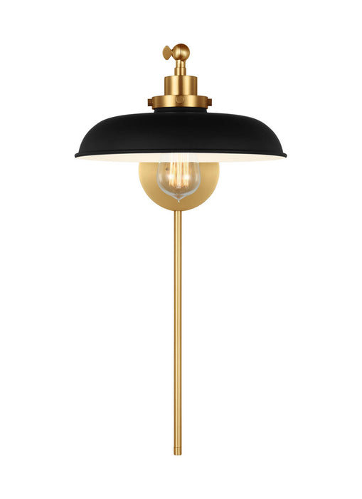 Visual Comfort Studio CW1141MBKBBS Wellfleet One Light Wall Sconce, Midnight Black and Burnished Brass Alternate Image.jpg