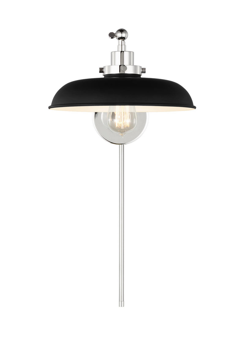 Visual Comfort Studio CW1141MBKPN Wellfleet One Light Wall Sconce, Midnight Black and Polished Nickel Alternate Image.jpg