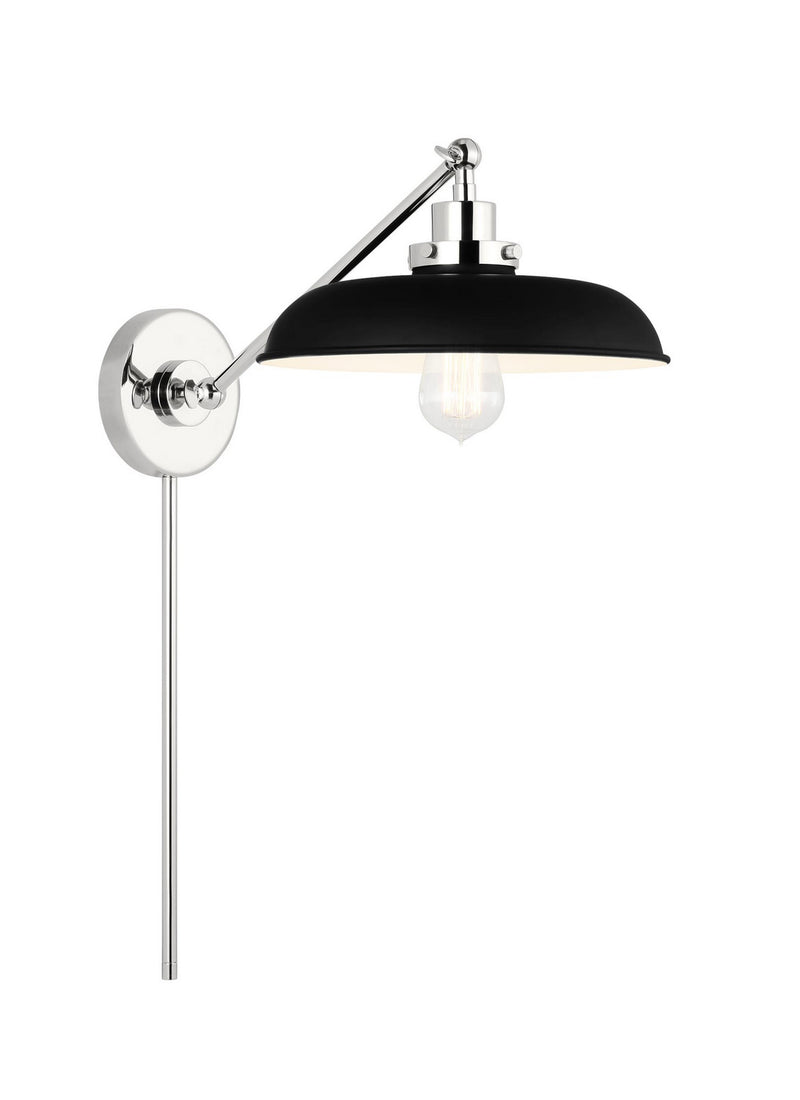 Visual Comfort Studio CW1141MBKPN Wellfleet One Light Wall Sconce, Midnight Black and Polished Nickel Alternate Image 2.jpg