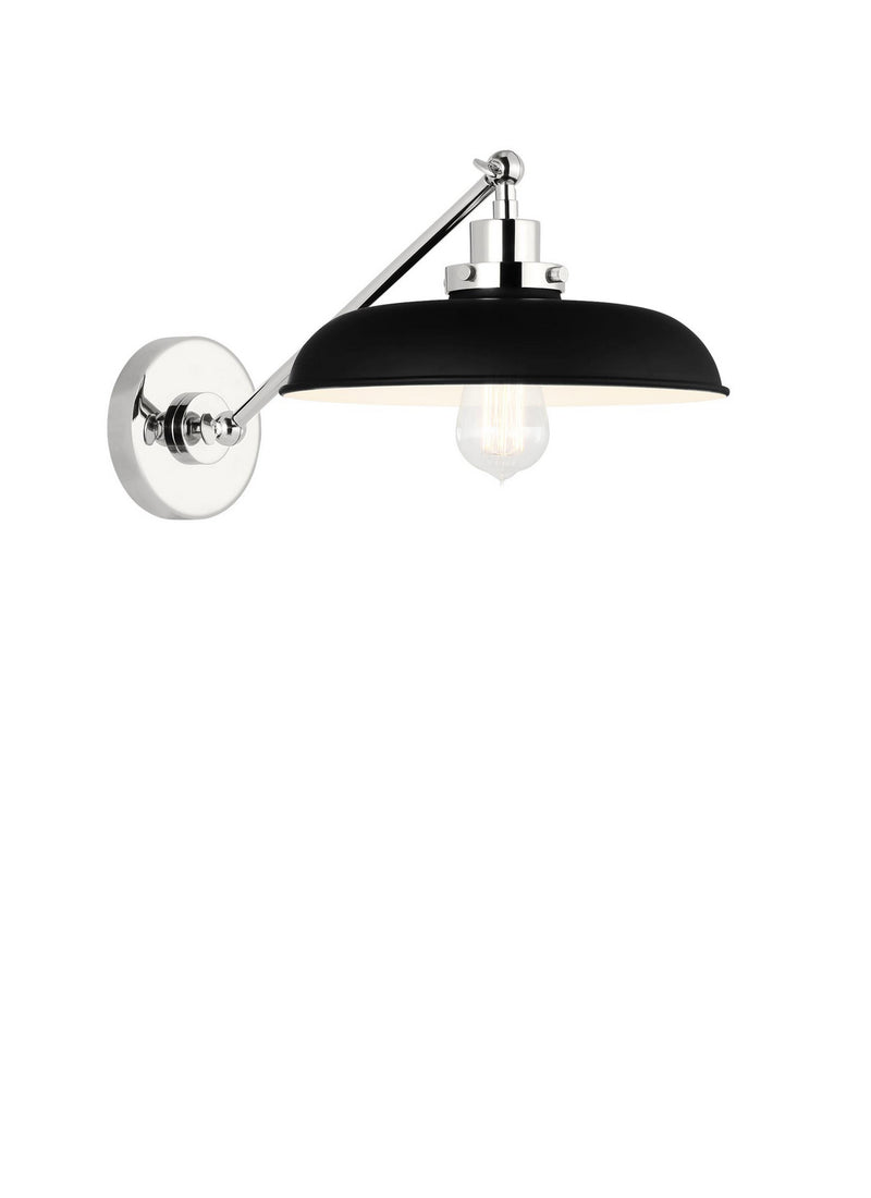 Visual Comfort Studio CW1141MBKPN Wellfleet One Light Wall Sconce, Midnight Black and Polished Nickel Alternate Image 3.jpg