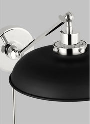 Visual Comfort Studio CW1141MBKPN Wellfleet One Light Wall Sconce, Midnight Black and Polished Nickel Alternate Image 4.jpg