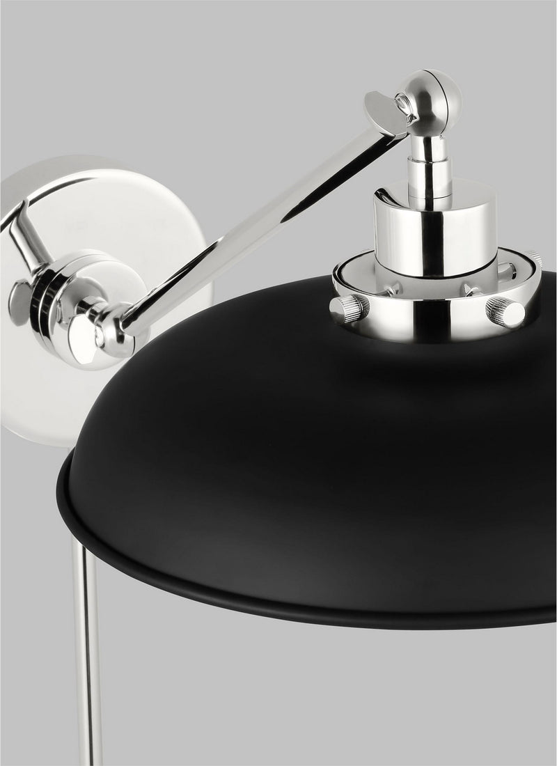 Visual Comfort Studio CW1141MBKPN Wellfleet One Light Wall Sconce, Midnight Black and Polished Nickel Alternate Image 4.jpg