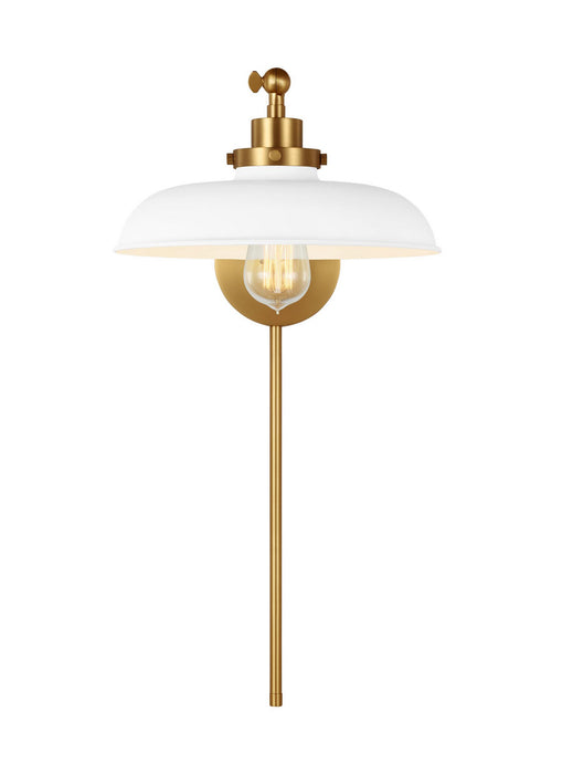 Visual Comfort Studio CW1141MWTBBS Wellfleet One Light Wall Sconce, Matte White and Burnished Brass Alternate Image.jpg