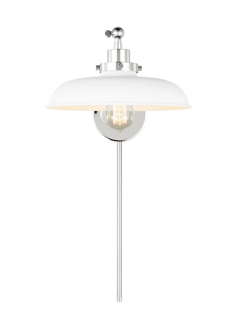 Visual Comfort Studio CW1141MWTPN Wellfleet One Light Wall Sconce, Matte White and Polished Nickel Alternate Image.jpg