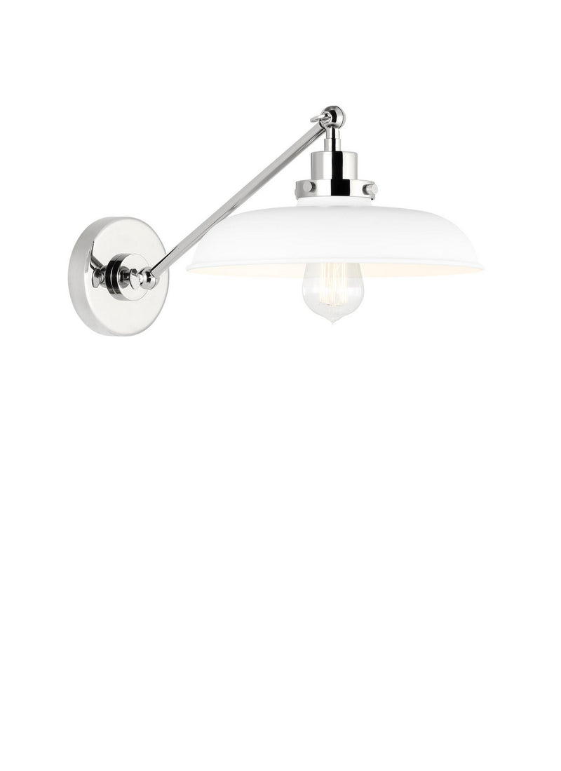 Visual Comfort Studio CW1141MWTPN Wellfleet One Light Wall Sconce, Matte White and Polished Nickel Alternate Image 3.jpg