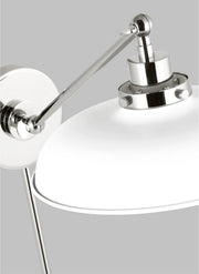 Visual Comfort Studio CW1141MWTPN Wellfleet One Light Wall Sconce, Matte White and Polished Nickel Alternate Image 4.jpg