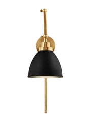 Visual Comfort Studio CW1161MBKBBS Wellfleet One Light Wall Sconce, Midnight Black and Burnished Brass Alternate Image.jpg